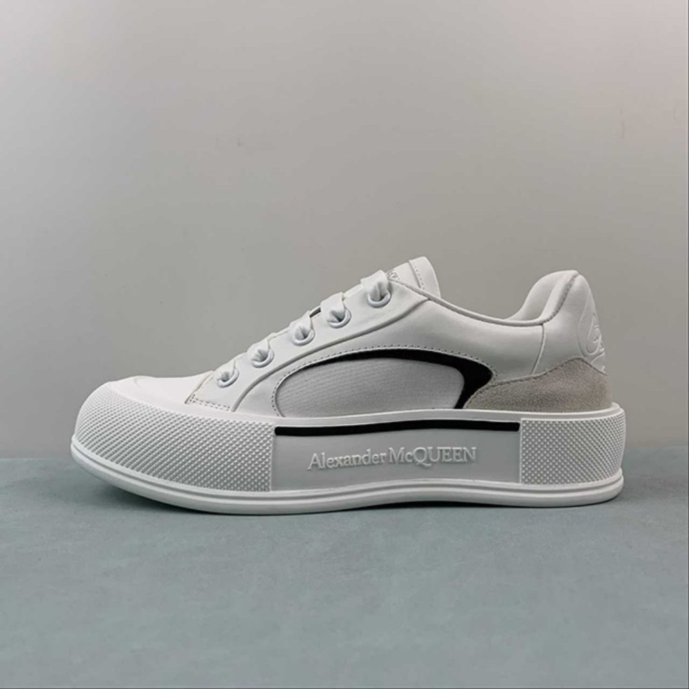 Alexander McQueen Deck Skate Plimsoll White Black Sneakers size 9 - Picture 2 of 15